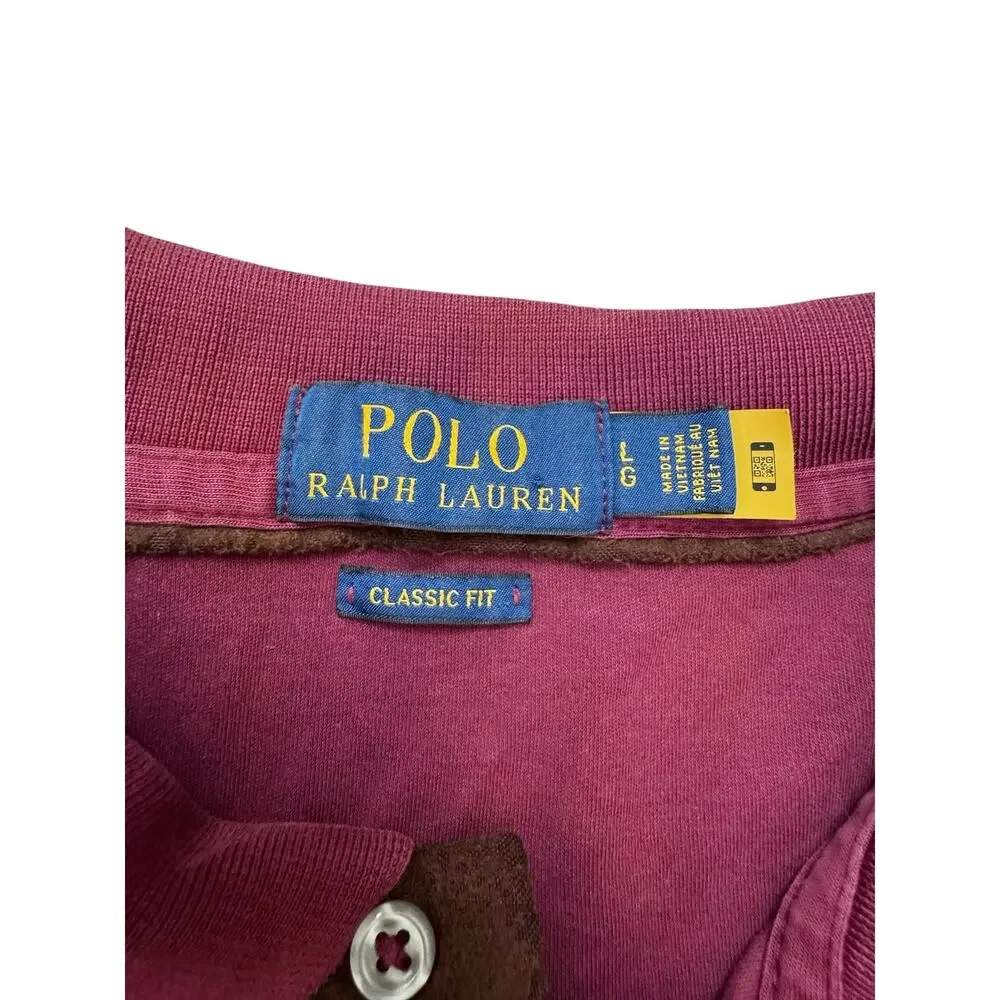 POLO RALPH LAUREN Classic Fit Red Long Sleeve Polo Shirt Mens Large Pony Logo